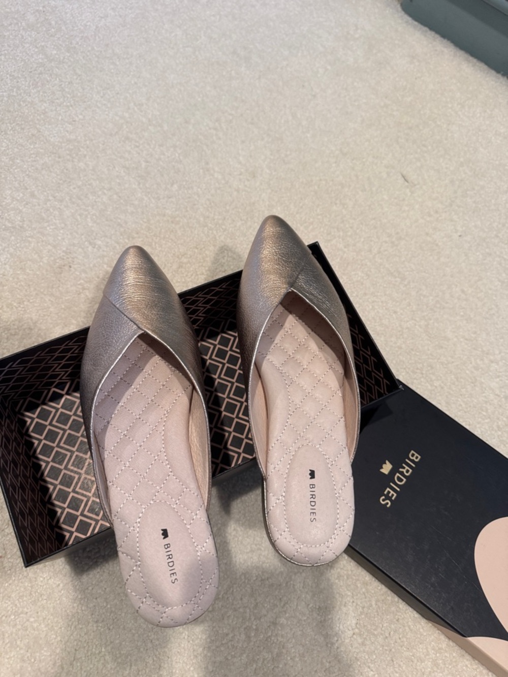 Birdies Metallic Gold Pointed-Toe Mule - Picture 2 of 5